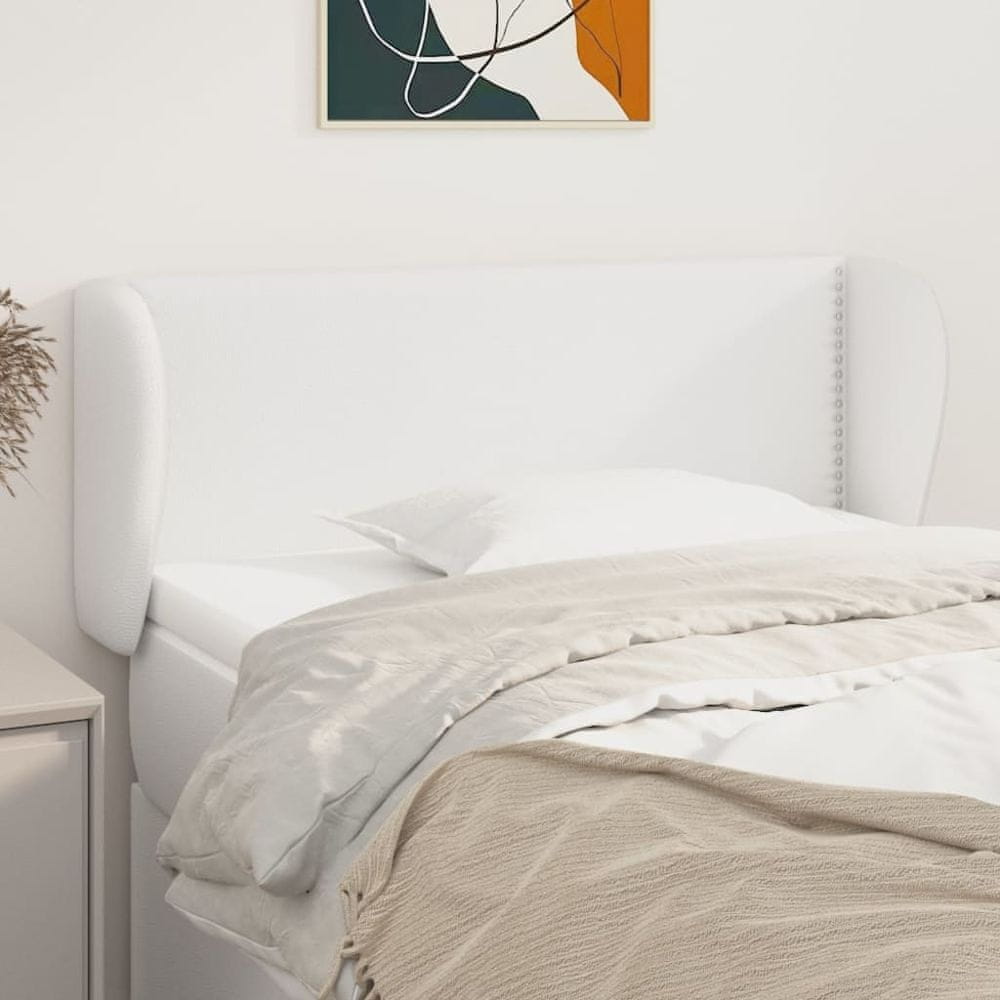 Vidaxl Čelo postele so záhybmi biely 103x23x78/88 cm umelá koža