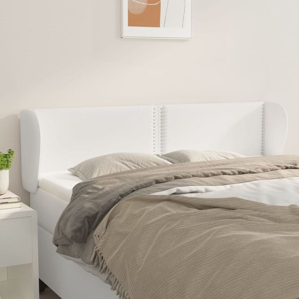 Vidaxl Čelo postele so záhybmi biely147x23x78/88 cm umelá koža