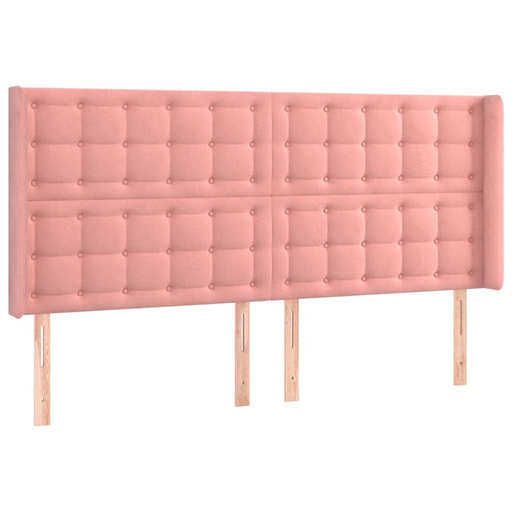 Vidaxl Čelo postele so záhybmi ružový 183x16x118/128 cm zamat