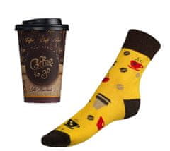 Ponožky Káva v darčekovom balení - 43-46 - hnedá, žltá