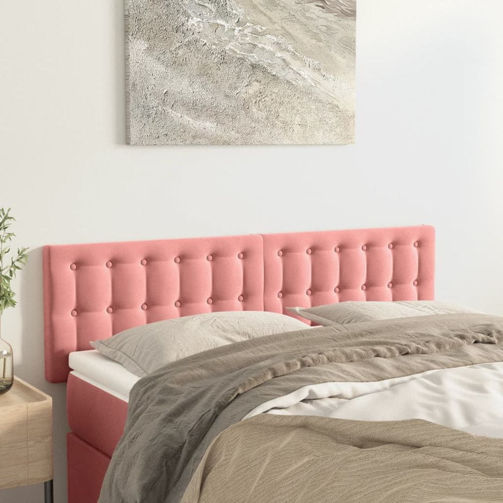 Vidaxl Čelá postele 2 ks ružové 72x5x78/88 cm zamat