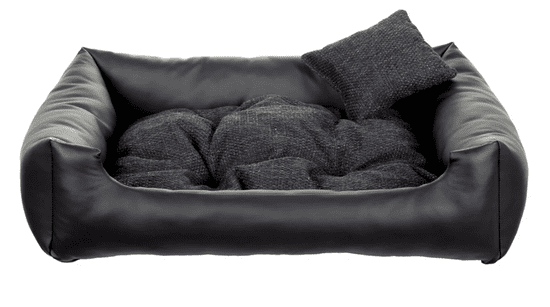 Palkar ELEGANT obdĺžnikový pelech pre psa, čierny so šedým vankúšikom - 110 cm x 90 cm