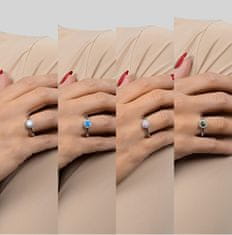 Brilio Silver Nádherný strieborný prsteň s opálom a zirkónmi RI056WP (Obvod 52 mm)