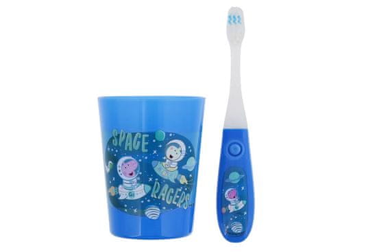 GADGET Detská zubná kefka s časovačom modrá - Vesmírné závody