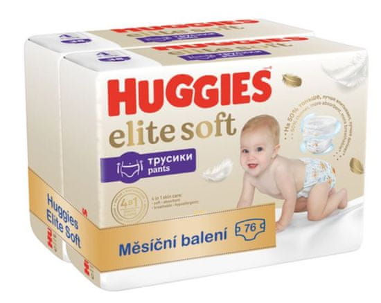 Huggies mesačné balenie Elite Soft PANTS 4, 76 ks
