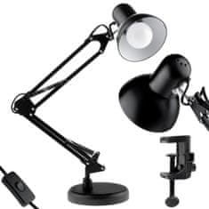 LUMILED Stolová lampa E27 TOBI čierna + stolový držiak