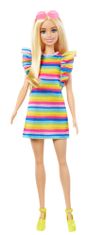 Mattel Barbie Modelka 197 - Prúžkované šaty s volánmi FBR37
