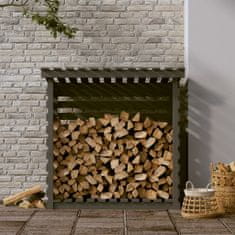 Vidaxl Stojan na palivové drevo sivý 108x73x108 cm masívna borovica