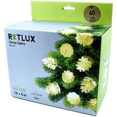 Retlux Vianočné osvetlenie RXL 369 ř. šiška 40LED WW 10+5m