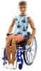 Mattel Barbie Model Ken na invalidnom vozíku v modrom kockovanom tielku -195 HJT59