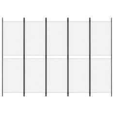 Vidaxl 5-panelový paraván biely 250x180 cm látka