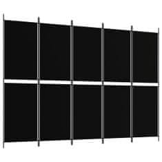 Vidaxl 5-panelový paraván čierna 250x180 cm látka