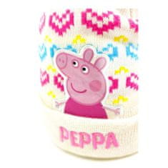 Eplusm Dievčenská čiapka s brmbolcom Rainbow Peppa Pig 52 cm Biela