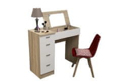 VerDesign GLAMOR toaletný & písací stolík, dub sonoma/biela