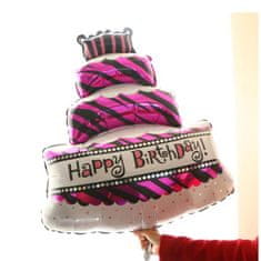 Atomia Fóliový balón torta Happy Birthday ružová 80 cm
