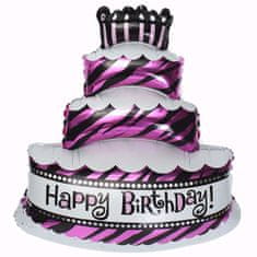 Atomia Fóliový balón torta Happy Birthday ružová 80 cm