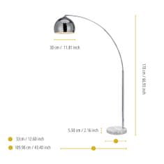 Teamson Versanora - zástrčka EÚ - oblúková stojaca lampa Arquer s bielym tienidlom a bielym podstavcom