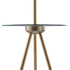 Teamson Stojaca lampa so skleneným stolom Trojnožka Kovové nohy Čierna povrchová úprava