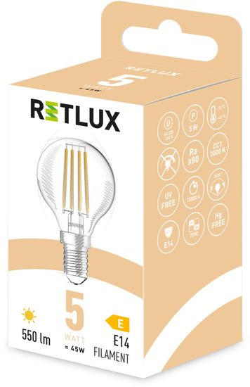 Retlux RFL 401 Fil. G45 E14 miniG 5W WW