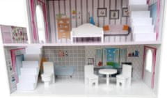 Freeon Drevený domček pre bábiky - svetlo ružový