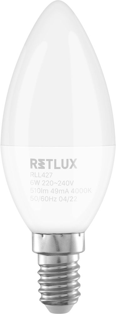 Retlux RLL 427 C37 E14 sviečka  6W CW