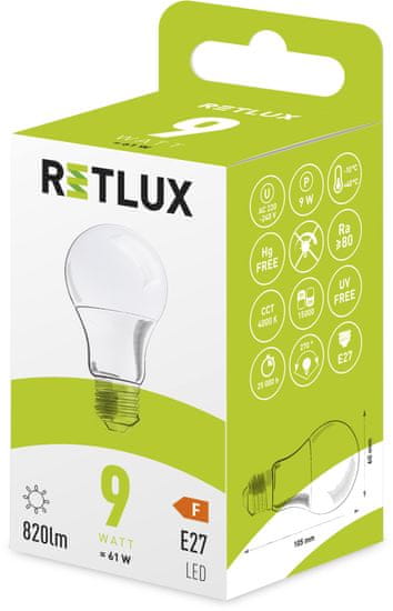 Retlux RLL 404 A60 E27 žiarovka 9 W CW