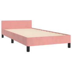 Vidaxl Rám postele s čelom ružový 90x190 cm zamat