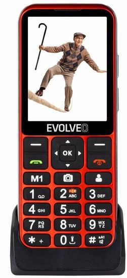 Evolveo EasyPhone LT s nabíjecím stojánkem, červená