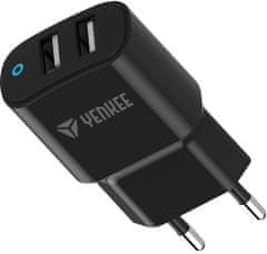 Yenkee síťová nabíječka YAC 2024, 2x USB-A, 2.4, čierna