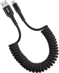 Yenkee kábel YCU 502 BK USB-A - Lightning, MFi, 12W, kroucený, opletený, čierna