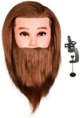 Enzo Hlava mužská kadeřnická James Brown s vousy 40cm přírodní vlasy s držadlem