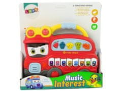 Lean-toys Interaktívny klavír Zvuk hasičského zboru Zvuk zvierat Zvuky vozidiel Melódie Červená