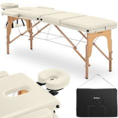 shumee Drevený prenosný rozkladací masážny posteľný stolík Marseille Beige do 227 kg béžový