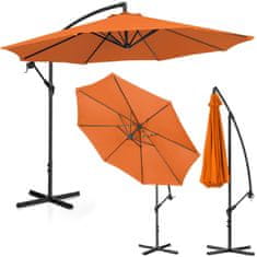 shumee Záhradný slnečník s výložníkom, okrúhly, sklopný, priem. 300 cm oranžová