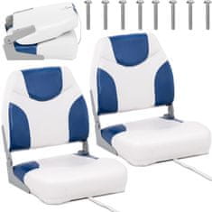 shumee Rozkladacia sedačka kreslo na motorové člny 50 x 42 x 51 cm biela a modrá 2 ks.