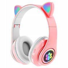 B39 bezdrôtové slúchadlá s mačacími ušami, ružové