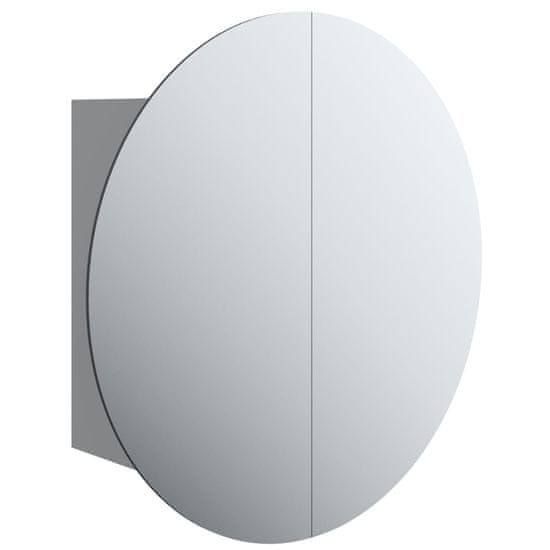 Vidaxl Kúpeľňová skrinka s okrúhlym zrkadlom a LED sivá 47x47x17,5 cm