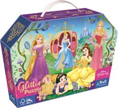 Trefl Trblietavé Glitter puzzle v kufríku Disney: Šťastné princeznej 70 dielikov