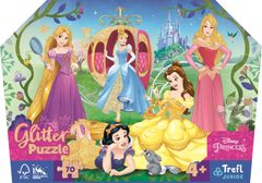 Trefl Trblietavé Glitter puzzle v kufríku Disney: Šťastné princeznej 70 dielikov