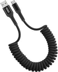 Yenkee kábel YCU 500 BK USB-A - USB-C, 15W, kroucený, opletený, čierna
