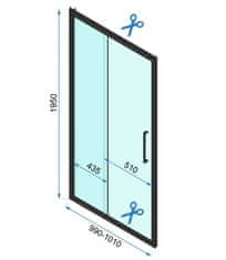 REA Rapid Slide, posuvné sprchové dvere 1000 x 1950 mm, 6mm číre sklo, chrómový profil, REA-K5600
