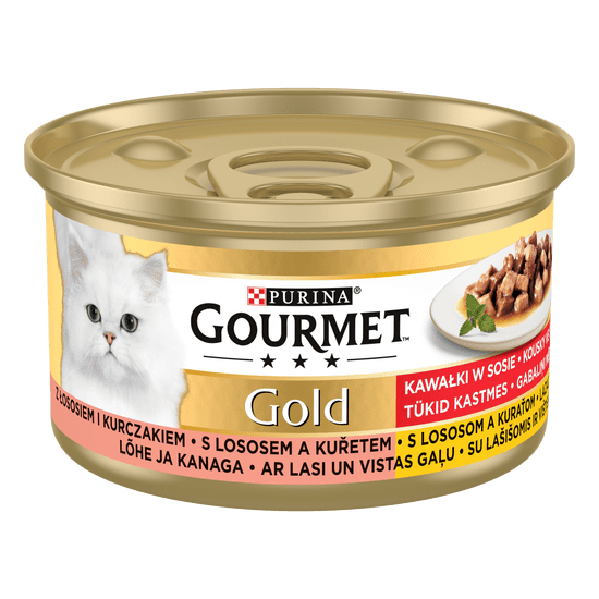 Gourmet GOLD losos a kura v šťave 24x85 g
