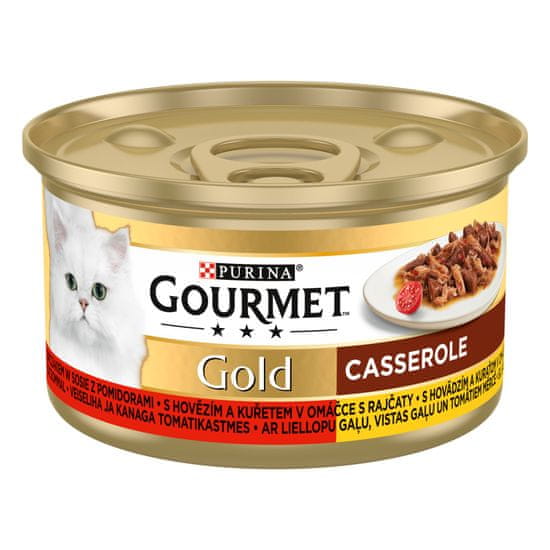 Gourmet GOLD hovädzie a kura v omáčke 24x85 g