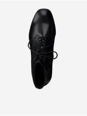 Tamaris Čierne kožené členkové topánky na podpätku Tamaris 40