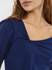Vero Moda Modré tričko s asymetrickým výstrihom VERO MODA S