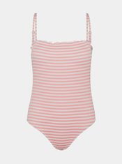 Vero Moda Bielo-ružové pruhované jednodielne plavky VERO MODA Emily S