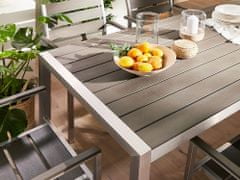 Beliani Sivá hliníková záhradná jedálenská súprava stola a stoličiek VERNIO
