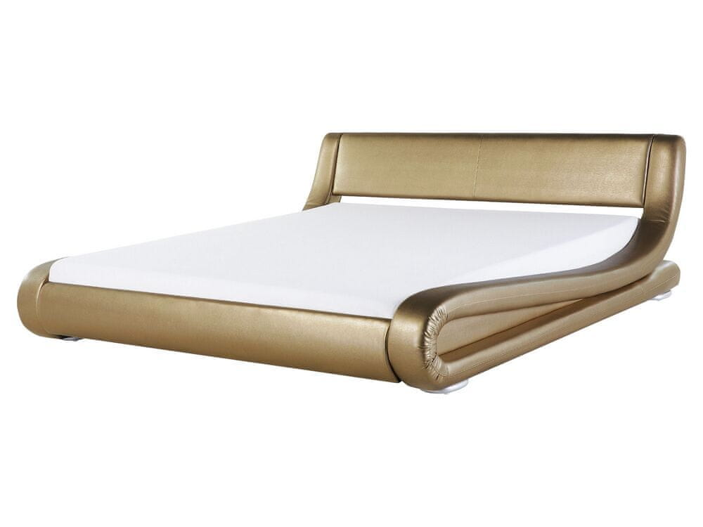 Beliani Kožená posteľ zlatá 160 x 200 cm AVIGNON