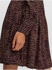 Vero Moda Vínové dámske krátké vzorované košeľové šaty s nariasenými rukávmi VERO MODA Uma S