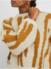 Vero Moda Béžový dámsky vzorovaný cropped sveter VERO MODA Zelma XL